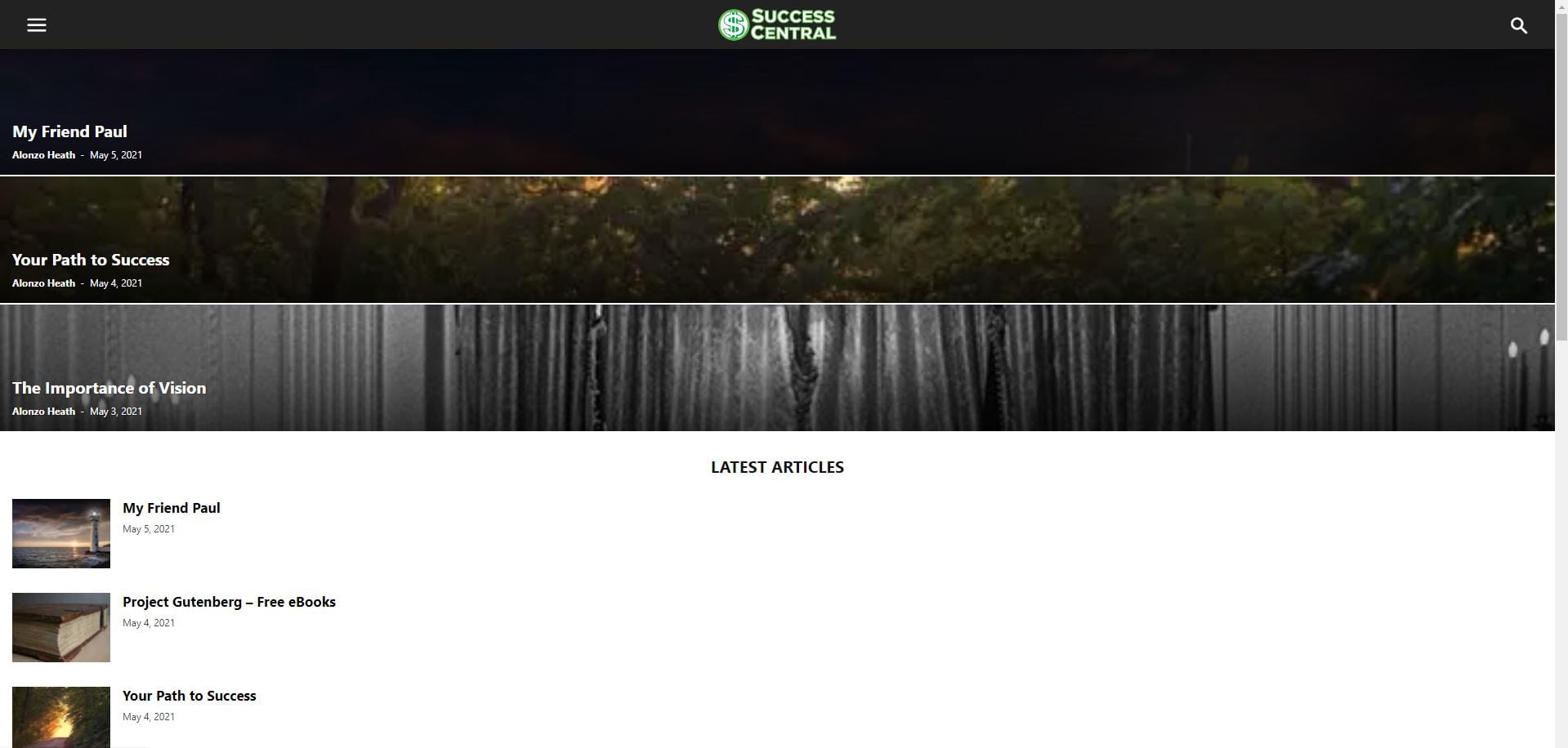 Success Central corrupt home page